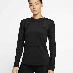 Nike Women's Black Training Long Sleeve Top Size M Slim Fit Black BV3392-010